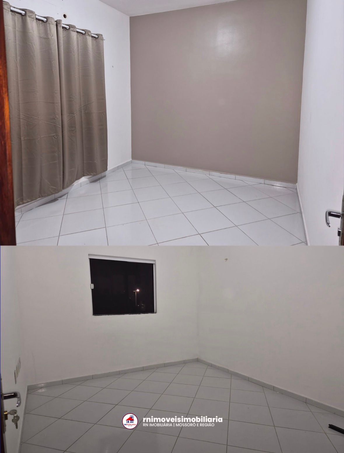 Quartos amplos com piso cerâmico grande formato